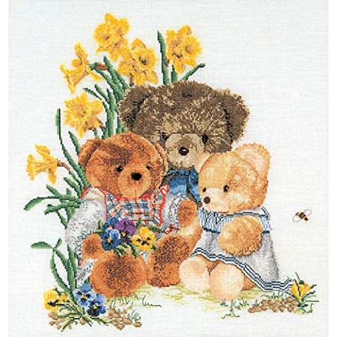 Thea Gouverneur - Kreuzstich-Set - Teddybären - Aida - 16 Count - Für Erwachsene - 2048A