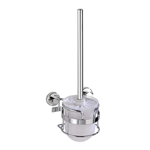 WENKO Power-Loc® Wand WC-Garnitur Sion - WC-Bürstenhalter, Befestigen ohne bohren, Stahl, 14.5 x 38 x 13 cm, Chrom