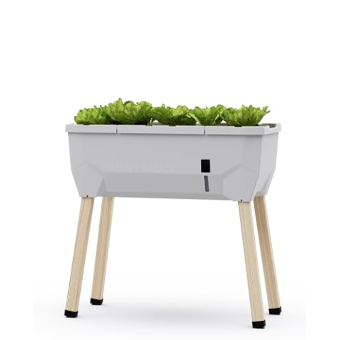 GUSTA GARDEN Sammy Salad Hochbeet Hellgrau - Hochbeet Balkon & Garten - für Salat Anbau - mit Bewässerungssystem - 15L Wassertank & 40L Erdvolumen