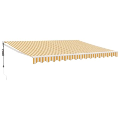 vidaXL Markise, Sonnenmarkise mit Kurbel Automatisch, Gelenkarmmarkise für Terrasse Balkon, Sonnenschutz Terrassenmarkise Balkonmarkise, Gelb Weiß 4,5x3m