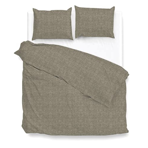 Zo!Home Cotton Bettwäsche 135x200 cm Lino Palm Taupe Nougat meliert Uni