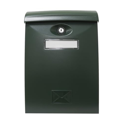 Amig - Briefkasten Modell 7 für den Außenbereich | Modernes Design mit Sichtfenster | Einfache Installation | Sicher mit Schloss und 2 Schlüsseln | Ideal für DIN A4, Grün, Kunststoff