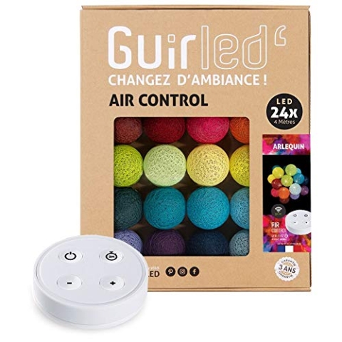 GuirLED - LED Baumwollkugeln Lichterkette USB - Drahtlose Fernbedienung - Baby Nachtlicht 2h - Dual USB 2A Netzteil enthalten - 4 Intensitäten – 24 Kugeln 2.4m - Arlequin
