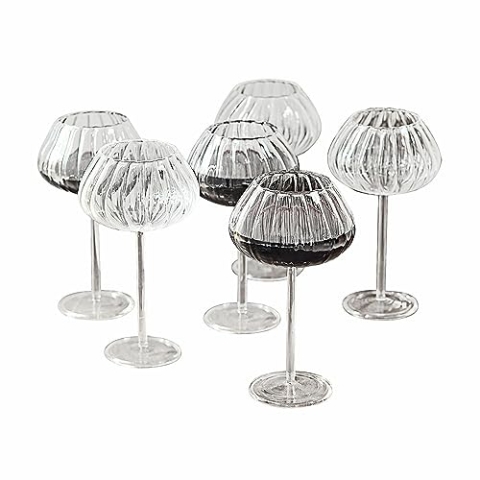 Loberon Weinglas 6er Set Minou, mundgeblasen, beeindruckende Größe, bauchige Form, edler Vintage-Look, Outdoor, Glas, klar