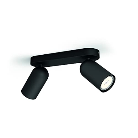 Philips myLiving 5058230pn GU10 schwarz Lichtspot – Punkt-Licht (schwarz, Metall, GU10, 2 bulb (S), 10 W, 8,2 mm)