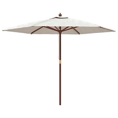 vidaXL Sonnenschirm, Gartenschirm mit Holzmast UV-Schutz, Strandschirm mit Belüftung 6 Rippen, Marktschirm Balkonschirm Terrassenschirm, Sandfarben