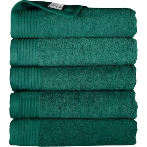 THE ONE TOWELLING Hotelqualität Handtücher - 70 x 140 cm - 5 Stück - Sparpackung - Hohe Feuchtigkeitsaufnahme - 100% gekämmte Baumwolle - Schnell trocknend - Handtuchset - Badetuch - Smaragdgrün