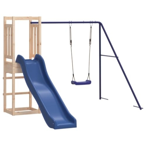 vidaXL Spielturm, Klettergerüst mit Rutsche Schaukel, Kinder Kletterturm, Spiel-Zubehör für Garten, Holz Spielplatz Spielhaus, Massivholz Kiefer