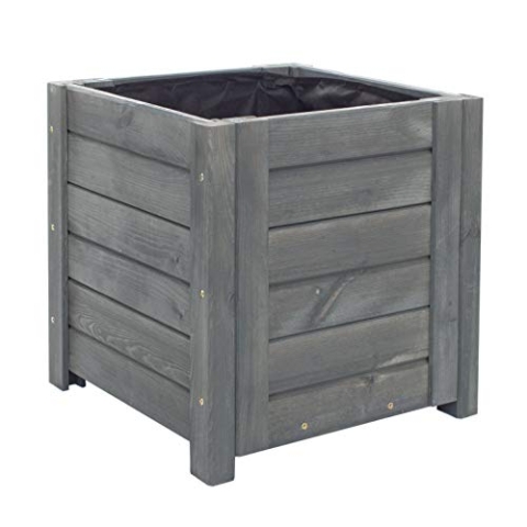 BOGATECO Holz Pflanzkasten Pflanzkübel für Blumen und hohe Pflanzen | 39 x 39 x 40 cm | Anthrazit | Blumen-Topf Perfekt für Garten, Terrasse & Balkon | Imprägniert | Mit Agro-Textil