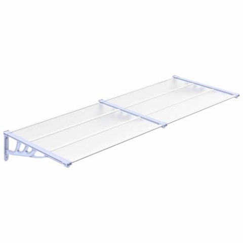 vidaXL Türvordach Überdachung Haustür Pultvordach Türdach Haustürvordach Haustürdach Vordach Regenschutz Grau Transparent 239x90cm Polycarbonat