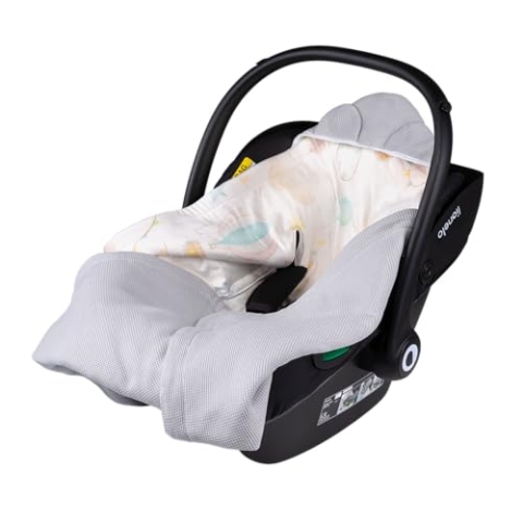 Lionelo TRAVEL Swaddle Blanket Warmes Babytuch für Kindersitz, Tragetasche, Kinderwagen, Ganzjährig, Weiche Babydecke 90x90 cm, Klettverschluss, 100% Baumwolle