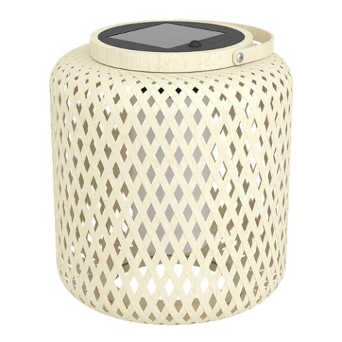 EGLO LED Tischlampe solar Marliano, Solarlampe außen für Garten und Terrasse, Deko Rattan Balkon, Außenbeleuchtung Boho, Windlicht outdoor Rattan, IP44