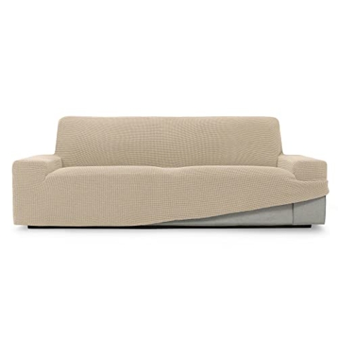 SOFASKINS® super elastischer überzug, Sofabezug 4 sitzer, atmungsaktiv, bequem und langlebig, Sofa überzug, Einfach anzubringen, Maße (230-270Cm), Farbe Beig