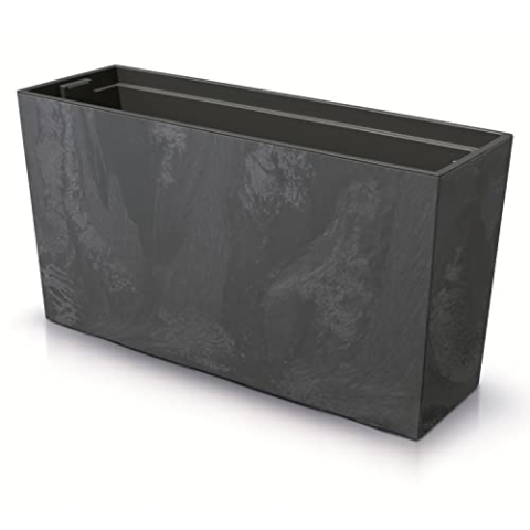Prosperplast Urbi Case Middle Beton Effect Pflanzkübel mit Innentopf Pflanztrog Blumentrog für Innen- und Außenbereich Rechteckig Kunststoff 770x406x235mm 27L (Anthrazit)