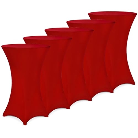 Deuba® 5X Stehtisch Hussen Ø 60-65/70-75/80-85cm Viele Farben 30°C Waschbar Verstärkte Standfüße Stehtischhusse Überzug Stretch (Ø 80-85cm, Rot)