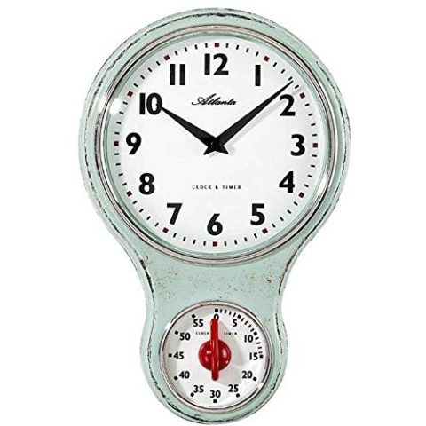 Atlanta 6124/6 Küchen-Wanduhr Nostalgie Hellgrün
