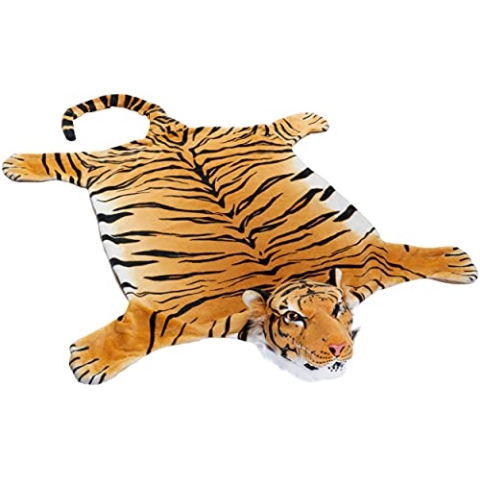 BRUBAKER Tigerfell Bengalischer Tiger - 130 x 120 cm - Braun - Bettvorleger Kaminvorleger Teppich