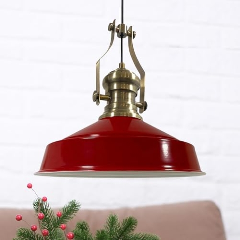 bamyum Neo-Asletl Hängelampe Industrial aus Metall Ø41 cm, Küchenlampe Vintage, Hängelampe Esstisch E27, Pendelleuchte Rot, Wohnzimmerlampe Hängend Vintage, Pendelleuchte Esstisch und Wohnzimmer