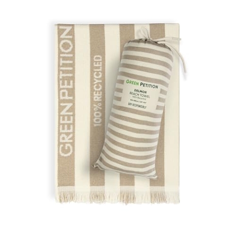 Green Petition Delmor Foutah 100 x 180 cm | 40"x70" Beach Towel Sand Beige