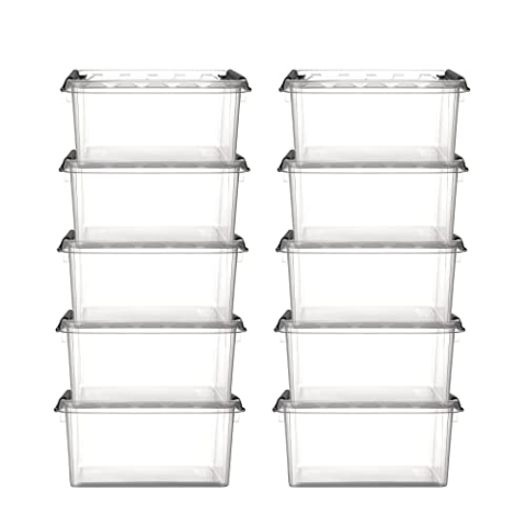 10x Aufbewahrungsbox stapelbare Box Smart Store Classic 15 transparent mit Deckel & Klickverschluss