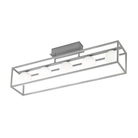 Wofi Deckenleuchte Wohnzimmerlampe LED Glas Deckenlampe silber Deckenlampe, Metall Glas, 5x LED 3,5W 320Lm 3000K, HxBxT 24x87x16 cm, 9341.05.64.8000