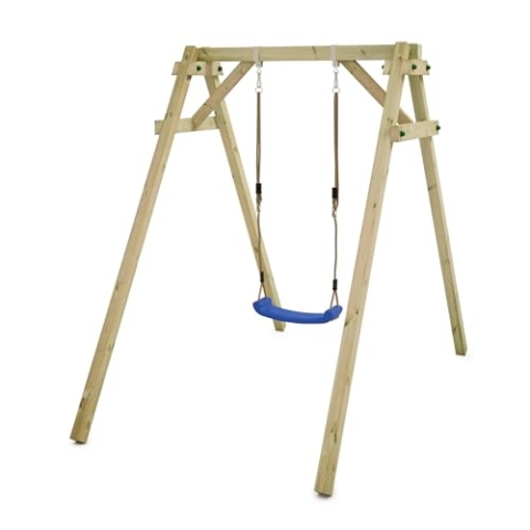 Kinderschaukel, Schaukelgestell, Schaukel, Schaukelgerüst, Doppelschaukel, Holzschaukel mit Kletteranbau für Kinder im Garten - Wickey Smart One - blau