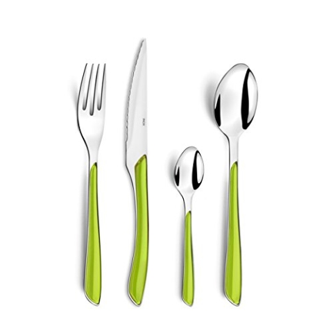 Amefa 2214AGMBA1D20 Eclat Besteckset, 32-teilig, Set für 8 Personen, Edelstahl ABS 18 0 Bi-Injektion Acrylnitril-Butadien-Styrol SAN, grün