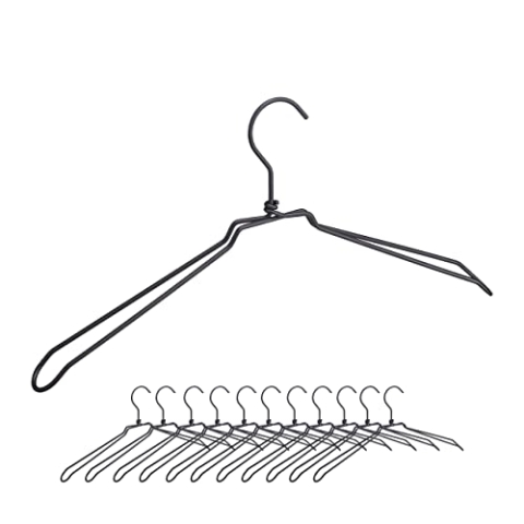 24 x Kleiderbügel, für Hemden, Jacken & Blusen, Industrie Design, Metall, Drahtbügel, 45 cm breit, Bügel, schwarz