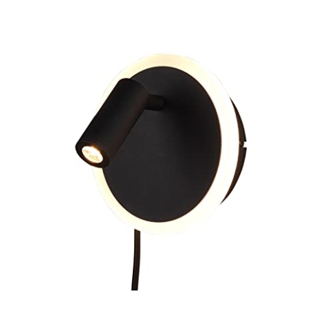 Trio Leuchten LED Wandleuchte Jordan 229210232, Metall Schwarz matt, inkl. 5 Watt + 2 Watt LED