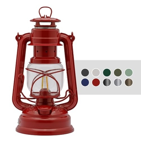Feuerhand LED Laterne Baby Special 276 - stufenlos dimmbare Laterne für Wohnzimmer, Balkon oder Terrasse - mit warmweißem Licht, Akku- und Batteriebetrieb - Rot