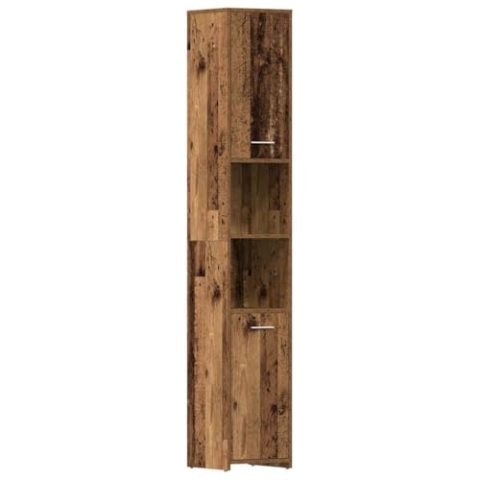 vidaXL Badschrank Altholz-Optik 30x30x183,5 cm Holzwerkstoff, Badezimmerschrank, Badschrank hoch, Badmöbel, Badezimmermöbel, Badezimmerschrank hoch