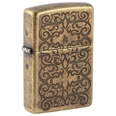 Zippo Feuerzeug Messing antik geätzt Ornament 60006435 Motiv beidseitig Benzinfeuerzeug