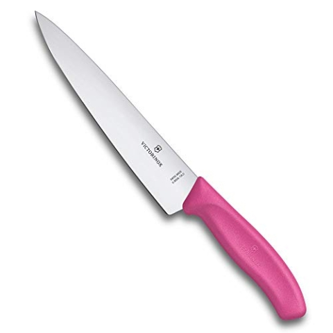 Victorinox Swiss Classic, Profi Tranchiermesser, Extra Scharfe Klinge, gerader Schliff, 19 cm, Kunststoffgriff, Rostfreier Stahl, pink