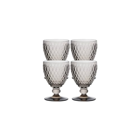 Villeroy & Boch 11-7299-0020 Boston Rotweinglas, Gefertigt aus hochwertigem und robustem Kristallglas mit Facettenmuster, Transparent, 18.5 x 18.5 x 13 cm, 4 Einheiten
