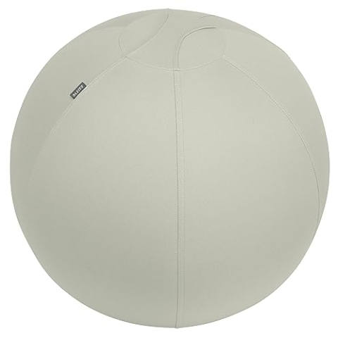 Leitz Ergo Active Sitzball mit Anti-Wegroll-Funktion, Ergonomische Alternative zum Bürostuhl, Gymnastikball, 65 cm Durchmesser, Stoffbezug, Für Büro oder Home Office, Ergo-Serie, Hellgrau, 65420085