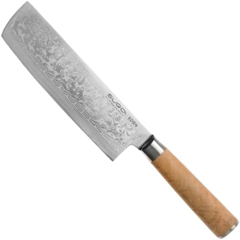 Eden Sugoi Olive 2090-116 Nakiri 17cm, Japanisches Gemüsemesser, Griff aus Olivenholz, Messer für Gemüse und Kräuter