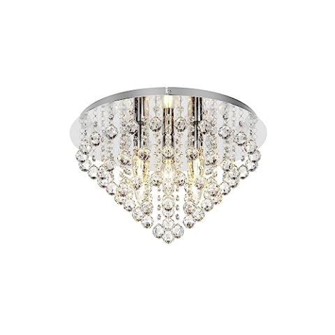 Lindby Kristall Look Deckenleuchte Metall Acryl, Deckenlampe rund 5 flammig 5x E14 max. 40W ohne Leuchtmittel Wohnzimmerlampe Schlafzimmerleuchte