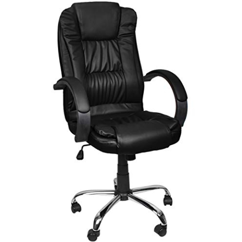 MT MALATEC Bequeme Bürostuhl Chefsessel Drehstuhl Ergonomischer Schreibtischstuhl mit Kunstlederbezug Schwarz/Weiß/Braun 8983, Farbe:Schwarz
