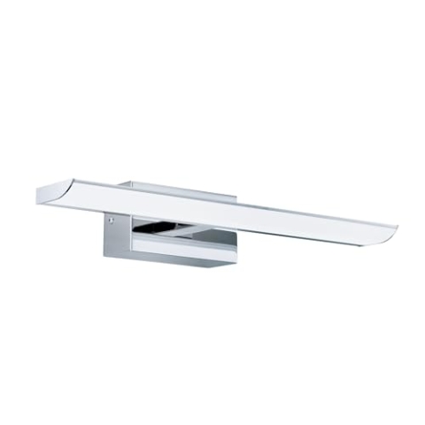 EGLO connect LED Wandlampe Tabiano-C, 1 flammige LED Spiegelleuchte aus Stahl und Kunststoff in Chrom, Weiß, Badezimmer Lampe mit Farbtemperaturwechsel (warm - kalt), RGB, dimmbar, IP 44, L 60,5 cm