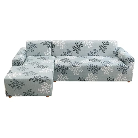 Lydevo Sofabezug Ecksofa L Form Sofa Überwürfe Stretch Sofabezug L Form Rechts oder Links mit Zwei Kissenbezügen Waschbar Universal-Couchbezug L Form Sofa Cover L Shape(2 Sitzer+3 Sitzer,Herbstblatt)
