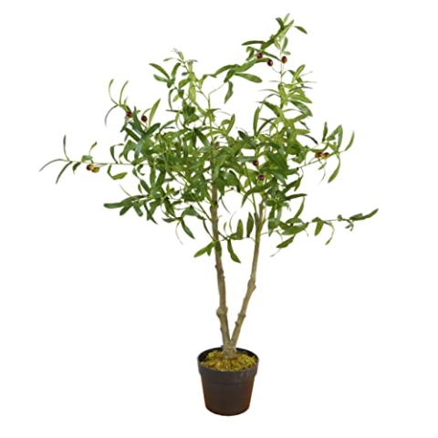 Kunstpflanze im Blumentopf 105 cm - Olivenbaum - Künstliche Deko Pflanze - Kunst Blume Zimmerpflanze Baum