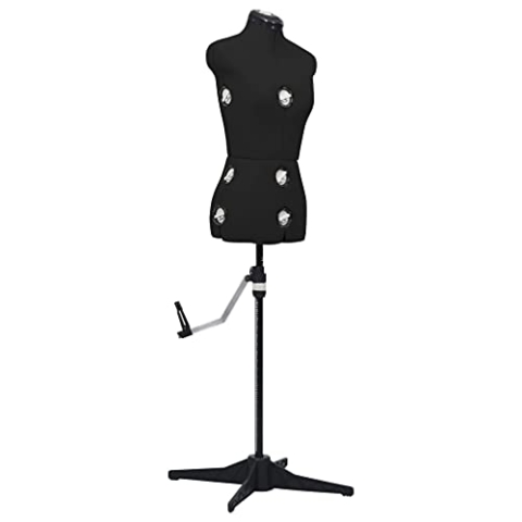 vidaXL Schneiderpuppe Verstellbar Weiblich Schneiderbüste Schaufensterpuppe Torso Mannequin Damenbüste Schaufensterfigur Schwarz S Größe 33-40