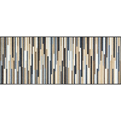 wash+dry Fußmatte, Mikado Stripes nature 75x190 cm, innen und außen, waschbar