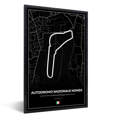 MuchoWow Poster Bilder Wanddeko Deko Wohnzimmer 40x60 cm Rennsport - F1 - Rennstrecke - Italien - Autodromo Nazionale Monza - Schwarz