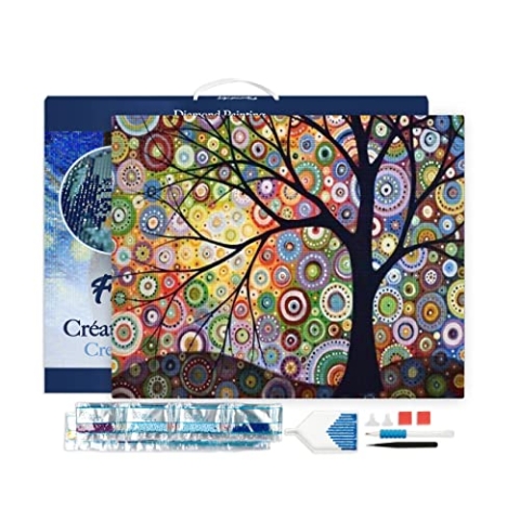 Figured'Art Diamond Painting Erwachsene 40x50cm Mit Rahmen Ganze Leinwand gespannt Baum des Lebens 2 5D Bilder Eckige Steine - DIY Set Basteln