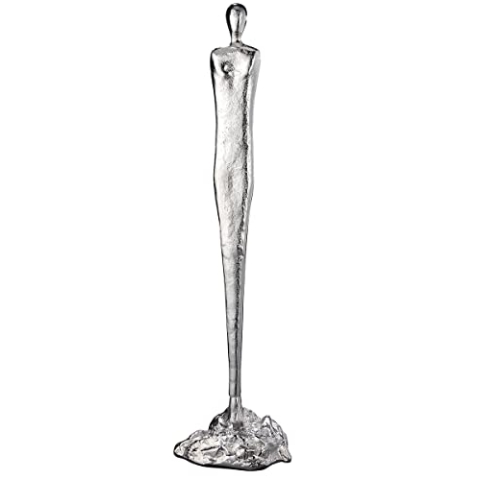 Casablanca modernes Design GILDE Skulptur Male silberfarben, Mann auf Base H: 66 cm B: 12 cm T: 19cm 43495