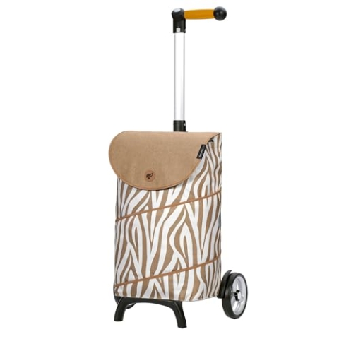 ANDERSEN Einkaufstrolley - Shopper Fun Tyra Zebra 46 L Einkaufsroller, hohe Qualität, modisch, Aluminium, Griff ergonomisch, leicht