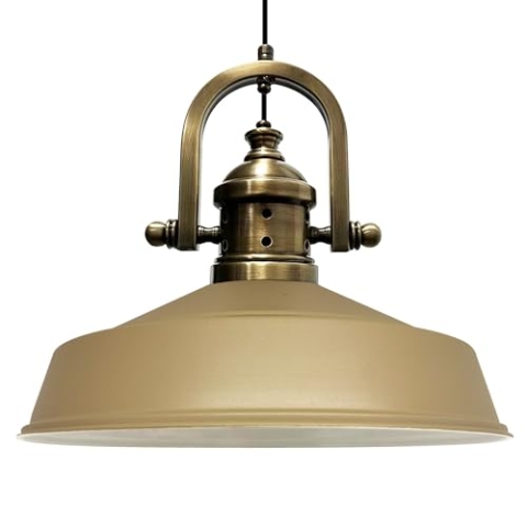 bamyum Asletl-Finke Hängelampe Industrial Vintage Ø41 cm, Küchenlampe Hängend Vintage, Pendelleuchte Esstisch Vintage, Hängelampe Esstisch, Wohnzimmerlampe, Pendelleuchte Beige Metall, Küchenlampe