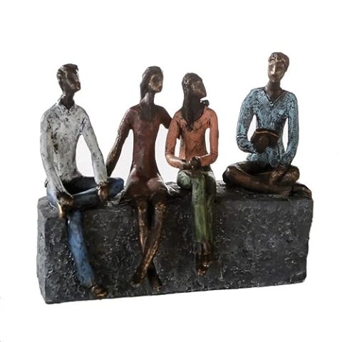 Casablanca Deko Skulptur Network - Statue aus Kunstharz mit Spruchanhänger - Freunde Familie - Deko Bronze/Mehrfarbig - Höhe 21 cm