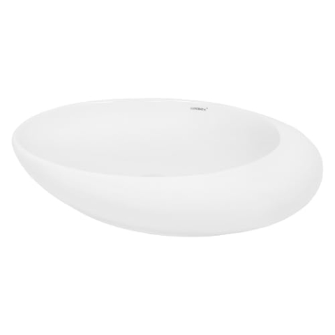 ECD Germany Waschbecken Waschtisch 585 x 375 x 145 mm aus Keramik Oval Weiß - Aufsatzbecken Aufsatzwaschbecken Handwaschbecken Aufsatzwaschtisch Spülbecken Becken Wasserfall Waschschale Waschschüssel